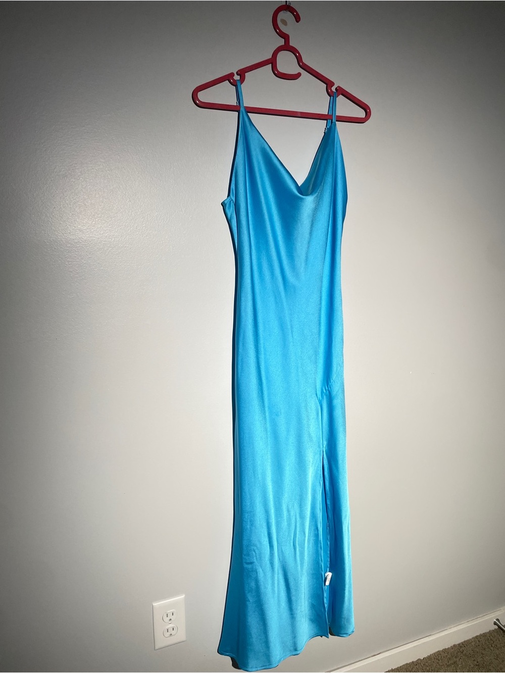 PAPER HEART Australia Aqua Blue Cowl-Neck Satin Slip Maxi Dress
